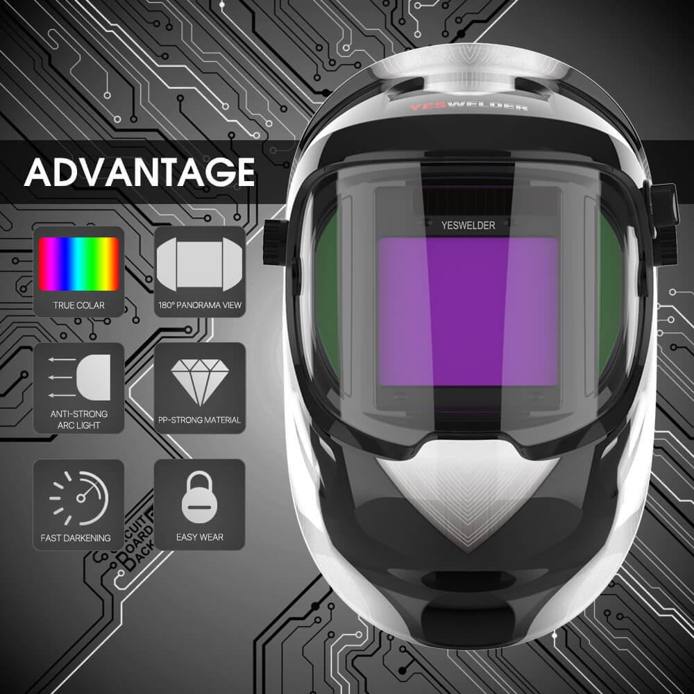 Auto Darkening Welding Helmet with Panoramic View | Q800D-A - YesWelder