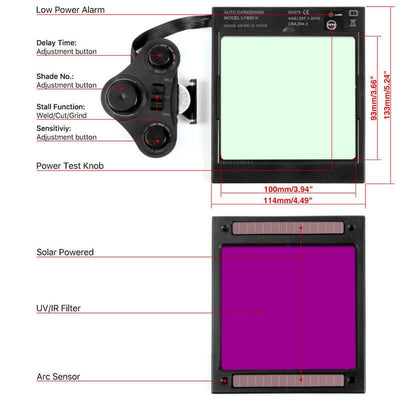 Auto Darkening Large View Welding Helmet | M800HP-A - YesWelder