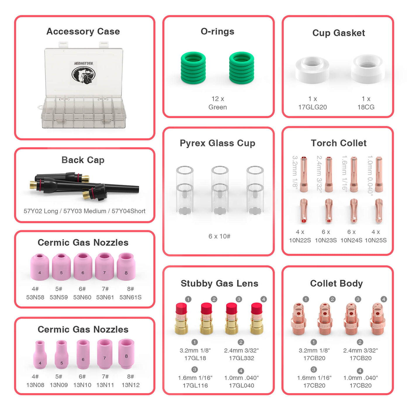 TIG Welding Torch Gas Lens Kit Accessories 