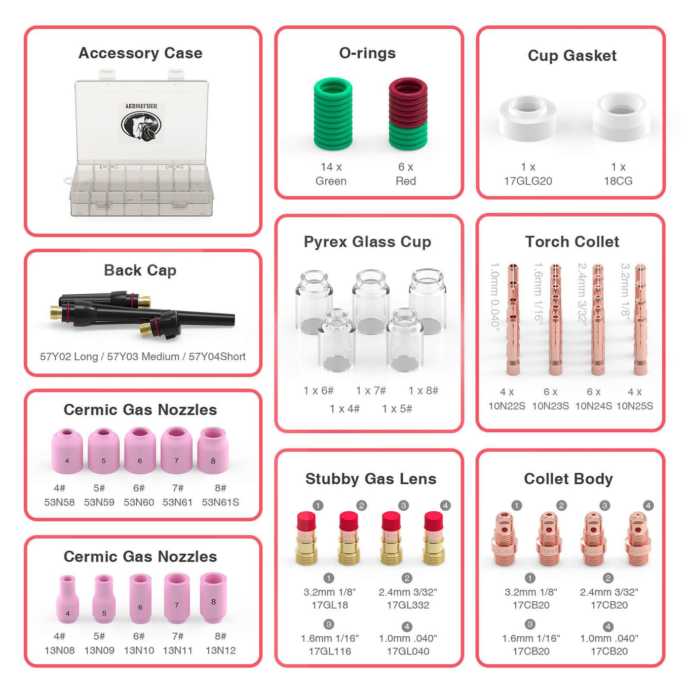 WP-17/18/26 Tig Welding Torch Consumables