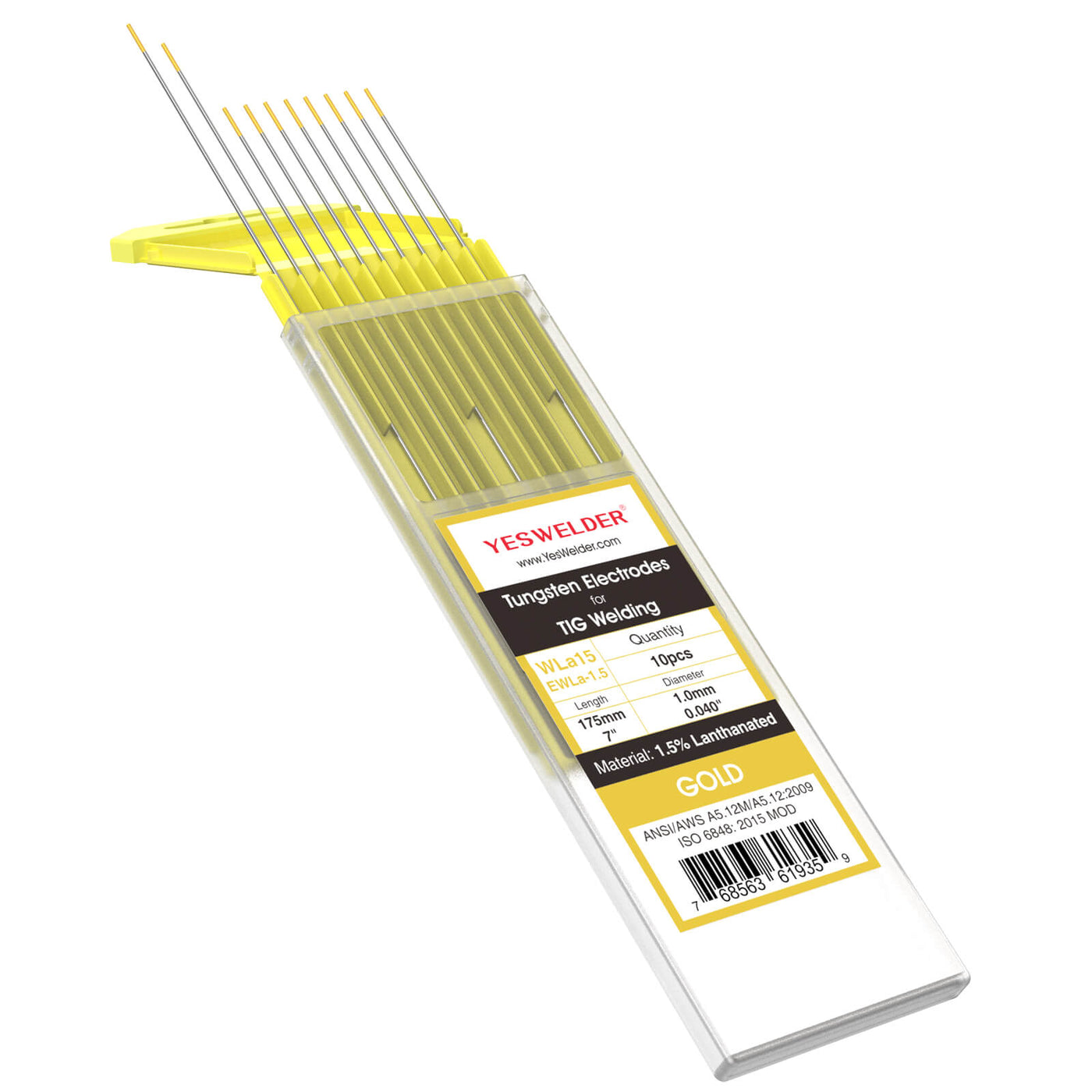 1.5% Lanthanated Tungsten Electrode (Gold, WL15) | YesWelder®TIG Welding Electrode Hardware > Tool Accessories >Tungsten YesWelder 1/25"x7" (1.0x175mm) 